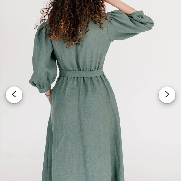 Burgundy Maxi Linen Dress - Picture 11 of 12